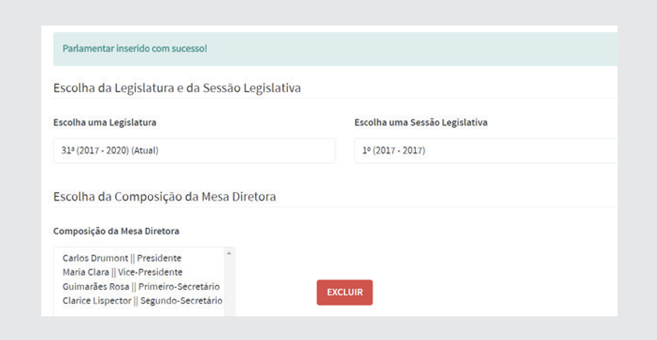 O formulário preenchido deverá fi car conforme a fi gura a seguir